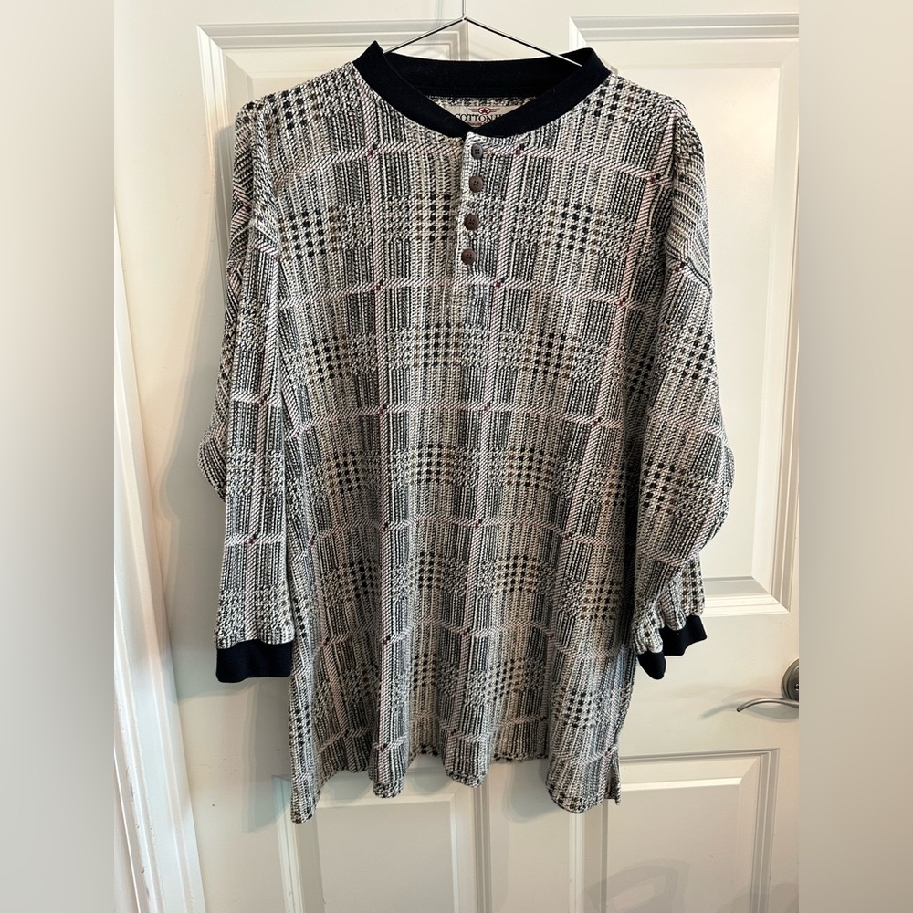 Black, white and pink Plaid Long Sleeve Top